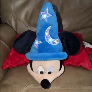 Walt Disney Parks Fantasia LIGHT UP SORCERER MICKEY MOUSE Pillow Pet Plush EUC